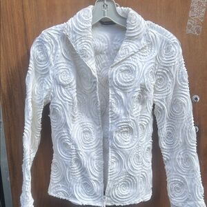 Samuel Dong White Swirl Textured Blazer